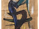 une image représentant une peinture sur un morceau de journal sur lequel figure un oiseau