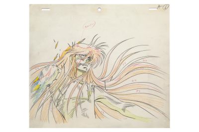 drawing of a woman with long hair and a bird on her shoulder