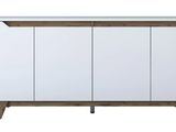 the sideboard is made of wood and has two doors and two drawers