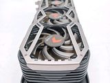 a close up of a video card on a white surface