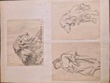 sketches of a woman lying on her stomach and a man lying on his back