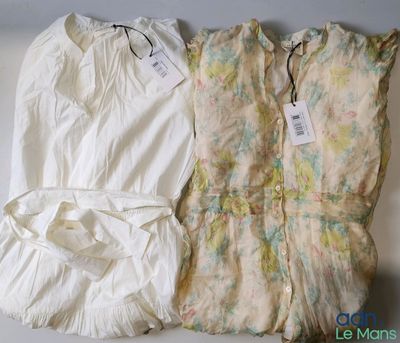 two pieces of clothing sitting on top of a table next to each other