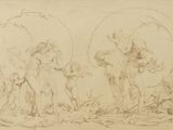 an image of a drawing of a group of people in a wooded area