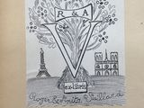 an old book with a drawing of a tree in the middle of it