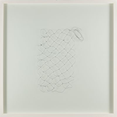 an image of a drawing in a white frame on a wall