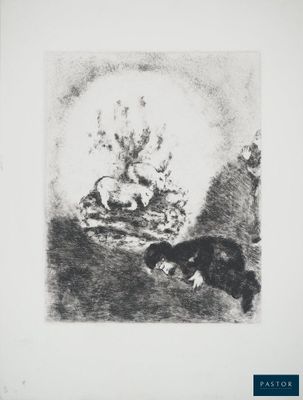 a black and white drawing of a dog laying in front of a fire
