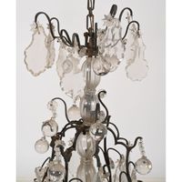 LUSTRE cage à 2 niveaux de lumières en métal patiné et pampi… (photo 2)