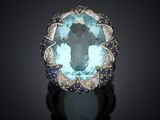 an aquamarinee and diamond ring, by van cleef