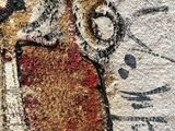 an image of a close up of a painting of a dog on a wall
