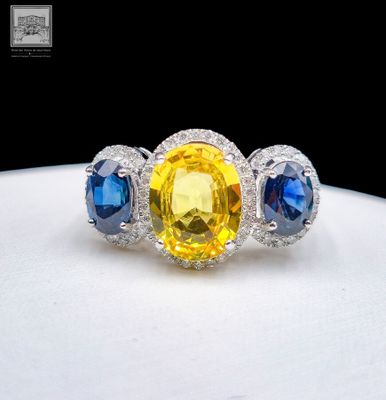 Bague de style Art déco en or blanc 750°/.(18K), ornée d'un …