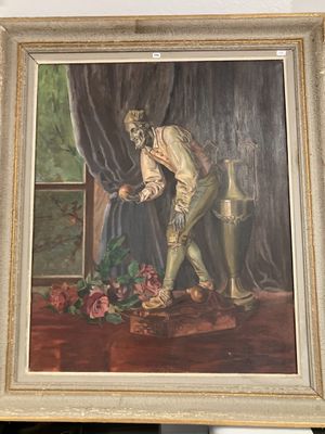 une peinture représentant un homme et une femme debout l'un à côté de l'autre