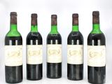 four bottles of wine are lined up in a row
