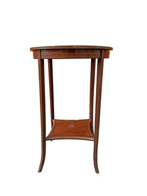 an image of a wooden table with a shelf on top of it