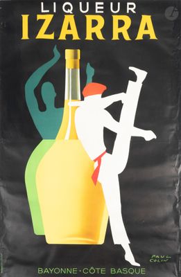 une image d'une affiche publicitaire pour une marque d'alcool, sur laquelle figure un homme en costume-cravate tenant une bouteille d'alcool