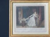 painting of a woman in a white dress is hanging on a wall