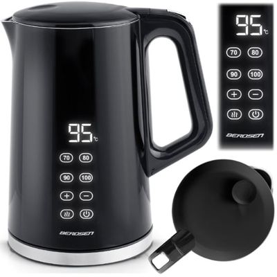 a close up of a black electric kettle with a timer on it