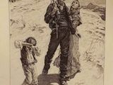 illustration of a man with a gun and a woman with a child