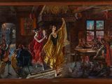 an image of a painting of a woman in a yellow dress dancing