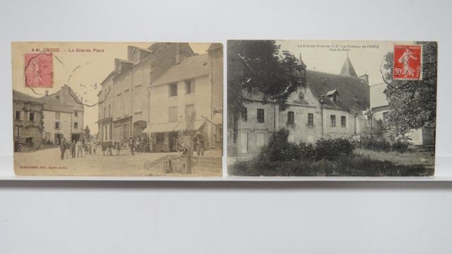 Crocq : Lot de 2cpa : La grande Place (Dumousset A 61). B.E. Cart...