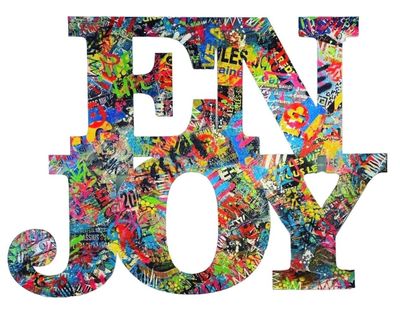 Aiiroh - Enjoy, 2018 Spray, pochoir, acrylique, résine et co…