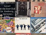 a lot of beatles album covers on the floor