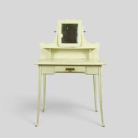Table de toilette ou coiffeuse en bois laqué blanc ouvrant p…