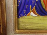 an image of a painting of a woman in a blue dress with a crown on her head