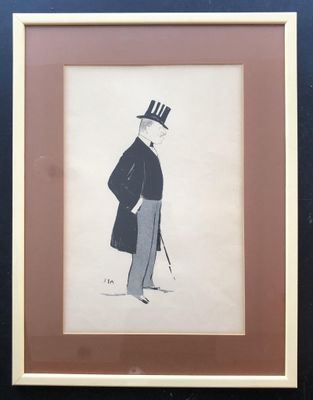 SEM, homme au chapeau haut de forme, lithographie, signature…