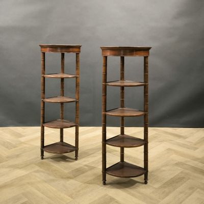 pair of 19th century english oak corner shelves