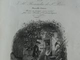 un vieux livre dans lequel figure l'image d'un homme et d'un chien