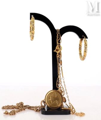 necklace and earring holder with a gold coin on a black stand