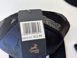 a hat with a barcode on it sitting on a table