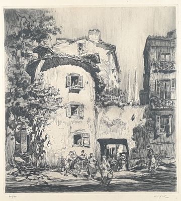 an image of a drawing of a street scene with a building in the background