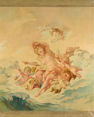 une image représentant un tableau où l'on voit une femme sur un bateau au milieu de l'eau