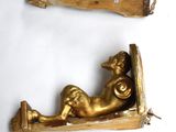 pair of antique brass figurines of a woman and a dog