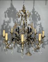 Lustre montgolfière électrifié en bronze doré à dix bras et … (photo 5)