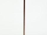 an old wooden walking stick with a metal handle on a white background