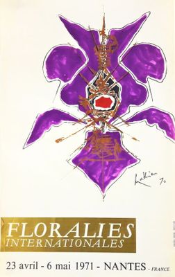 purple and gold poster for flor alles internationales