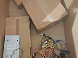 a box full of electronic equipment that is sitting in it