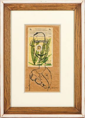 Gaston CHAISSAC (1910-1964). Personnage chapeauté à la mine …