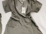 baby girl ' s gray dress and pants set with matching hat
