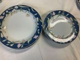 two plates that are sitting on a table