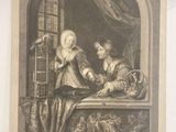 un dessin représentant un homme et une femme assis à une table
