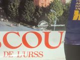 a sign that says scout on the side of a building