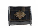 an image of a black and gold chest on a white background