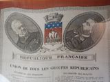a newspaper with a picture of two men and a dog