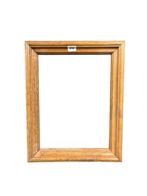 an old wooden frame with a white background and a clipping for a picture