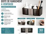 une image représentant un rangement de salle de bains contenant des brosses à dents, du savon et du dentifrice