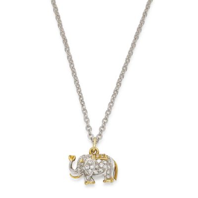 un collier avec un éléphant suspendu à une chaîne sertie de diamants
