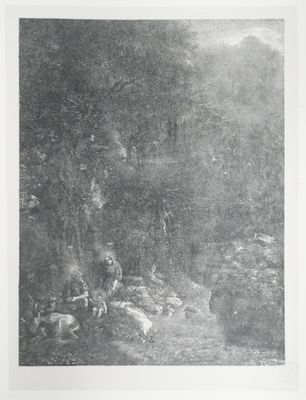 Rodolphe BRESDIN (1822-1885) La Sainte Famille aux cerfs.